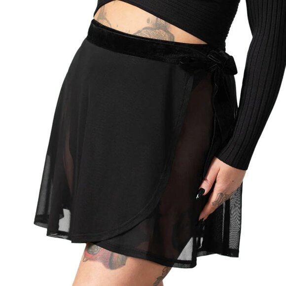 KILLSTAR Margot sheer mesh wrap skirt - Picture 3 of 4